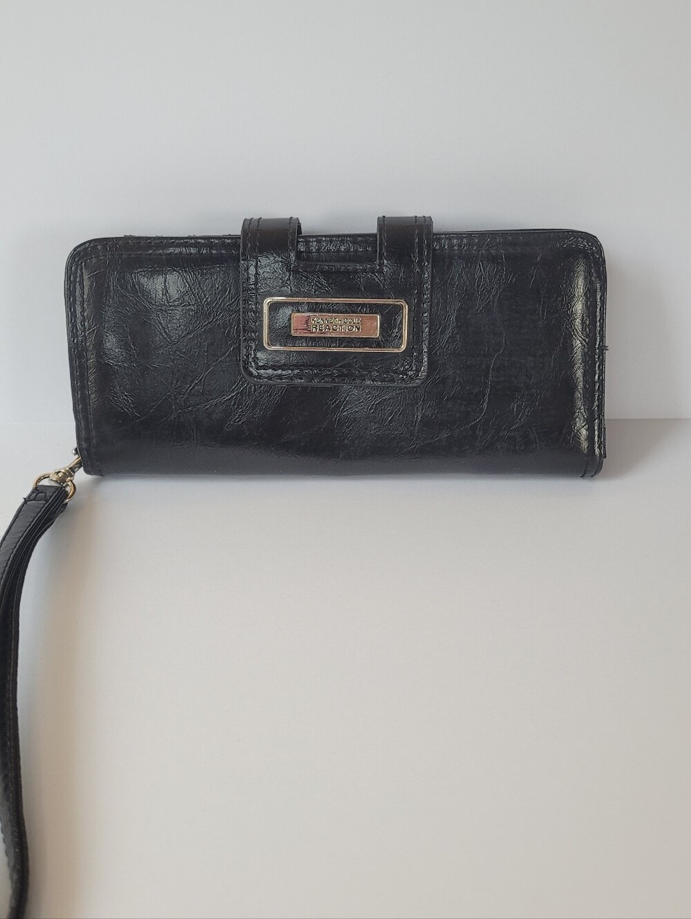 Kenneth Cole Reaction Black Faux Leather Bifold Clutch Wallet - Excellent Condit